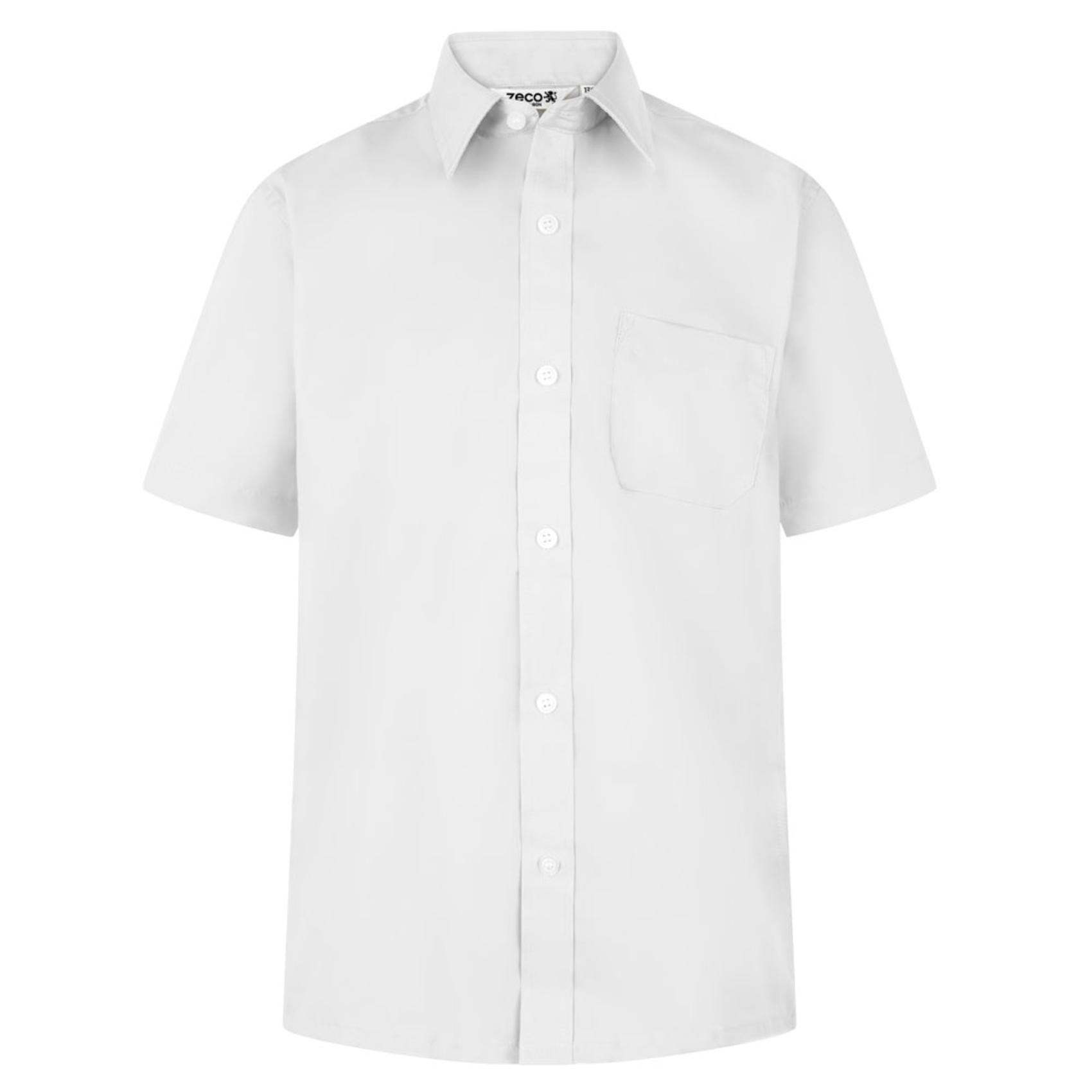 Boys White Short Sleeved Shirts (Twin Pack) | Cross Embroidery